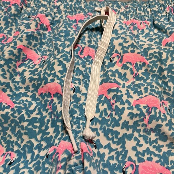 Chubbies Boys Blue Pink Flamingo Printed Swim Trunks Youth Size Small 8/9 - Picture 2 of 8